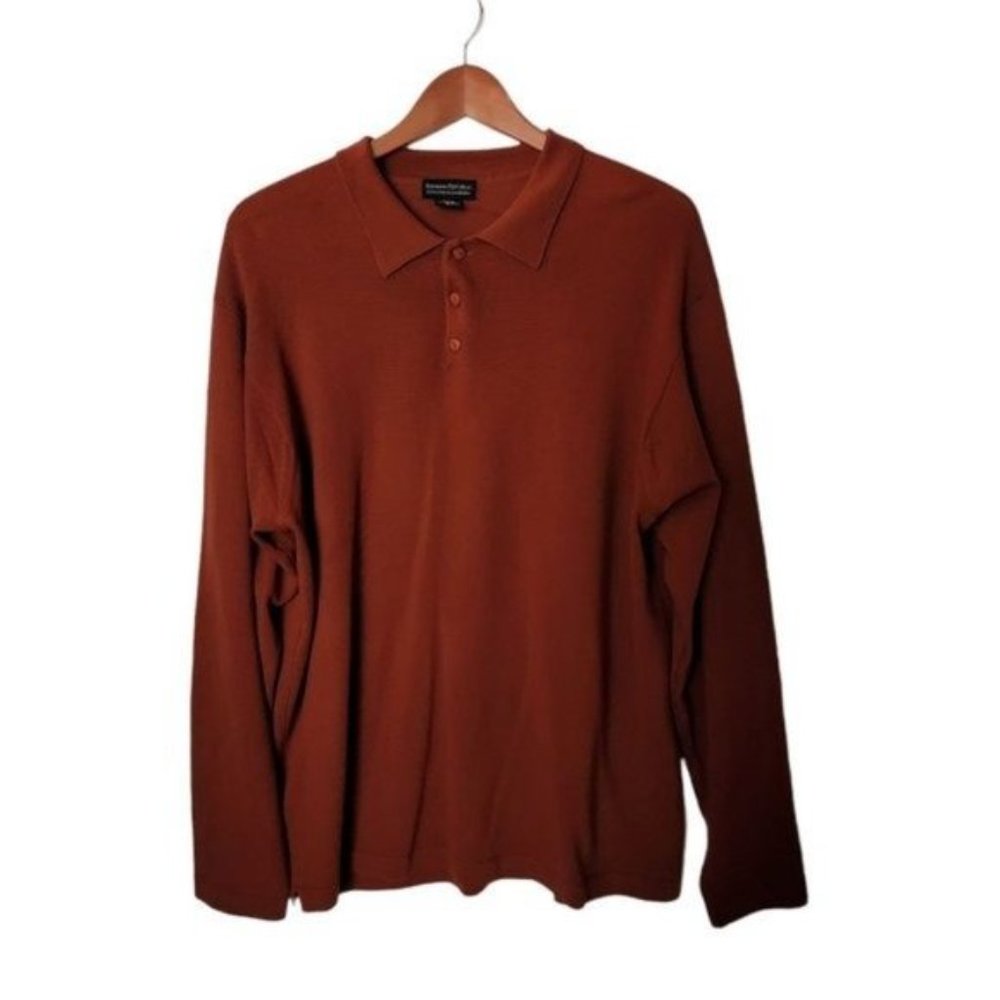 Banana Republic Extra Fine Italian Merino Wool Sweater Collar XL Rust Orange - Picture 3 of 10